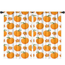 Pumpkin Pattern Thanksgiving Curtains 2 Pack 52x84 in Rod