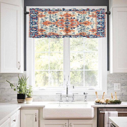 Boho Kitchen Curtains Set Rod Pocket Vintage Floral Pattern 2