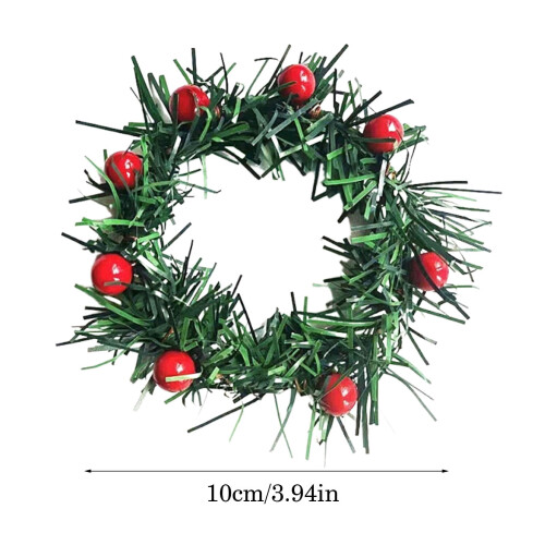 Holly Berry Candle Ring Small Artificial Red Berries Wreath 2