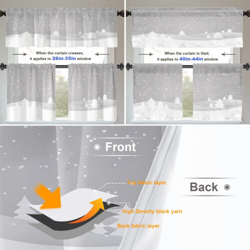 White Christmas Snow Kitchen Tier Curtains 2 Pack 26x24 2