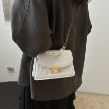 Women's Quilted Leather Crossbody Clutch with Chain Strap
