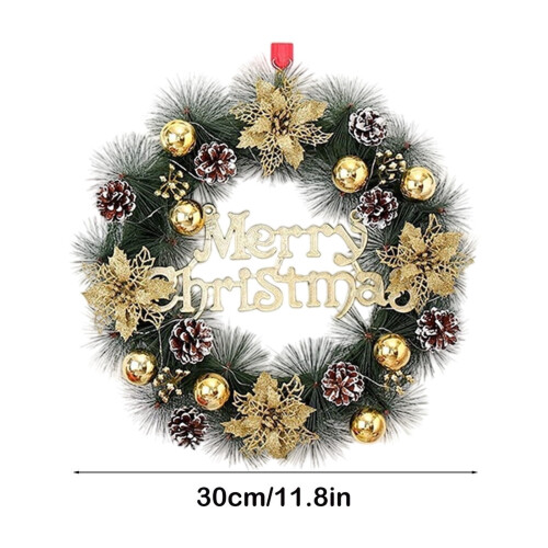 Christmas Wreath Pinecone Gold Decor 12 inch 1