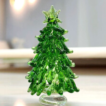 Crystal Christmas Tree Ornament Green Handmade Glass 1 pc