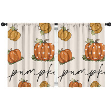 Pumpkin Pattern Thanksgiving Curtains 2 Pack 42x54 in