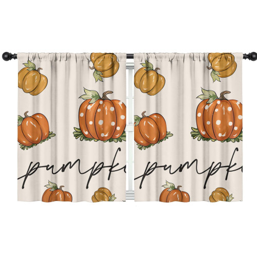Pumpkin Pattern Thanksgiving Curtains 2 Pack 42x54 in