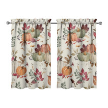 Pumpkin Pattern Kitchen Curtains Rustic 2 Pack 27.5x39 Inch