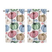 Pumpkin Pattern Tier Curtains Set of 2 Rustic Autumn