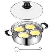 Stainless Steel Egg Poacher Pan 7.87 inch with 4 Cups and