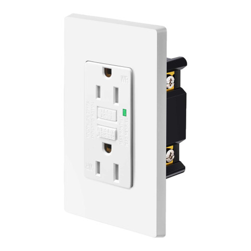 White 20A GFCI Outlet with LED Indicator 120V