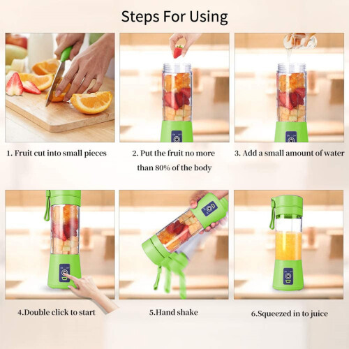 Portable USB Rechargeable Handheld Blender 6 Blades Green 1