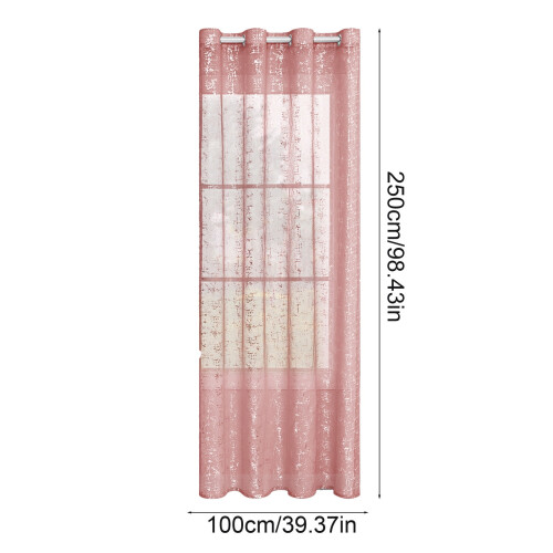White Sheer Curtains Silver Foil Pattern Light Filtering 2