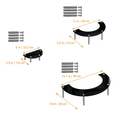 HEMOTON Cake Stand Set Black Acrylic and Metal 1 1