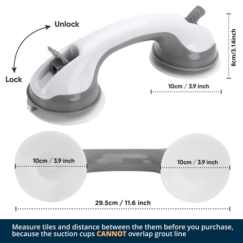 Shower Handle with Suction Cup 2-Pack 12 Inch 2