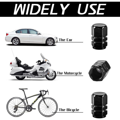 Tire Valve Caps with Rubber Gasket 4-Pack Black 2