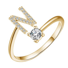 18K Gold Plated Adjustable Open Letter Ring A-Z for Women