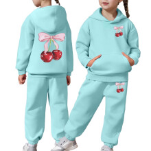 Kids Clothes Set for Girls 6-7 Years Blue Letter Print Top