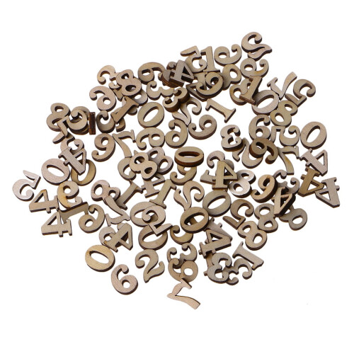 Wood Number Embellishments 0-9 100 Pieces