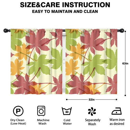 Pumpkin Pattern Autumn Curtains 2 Pack 27.5x24 in and 52x63 1