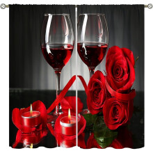 Red Wine & Roses Thermal Curtains 2 Panels 42x54 in