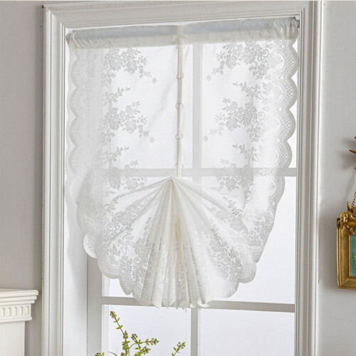 Floral Drawstring Curtains Rod Pocket Sheer Lace Blackout 2