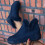 Women's Tall Snow Boots Navy Size 6 5