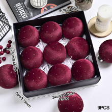 Black Velvet Christmas Ornaments 80mm 9-Pack