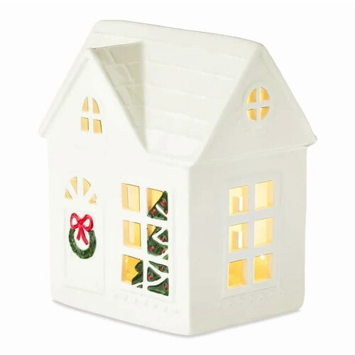 Leutsin LED Ceramic Christmas House White 6 inch 1
