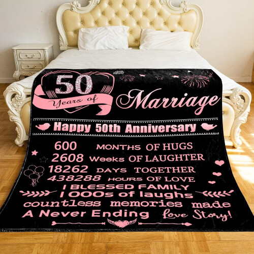 Rose Gold Throw Blanket 50th Anniversary 1