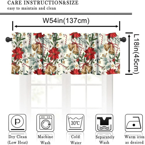 Red Christmas Snowflake Kitchen Valance 54x18 Inch 1 Panel 1