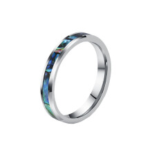 Unisex tungsten steel ring with abalone shell opal inlay 4