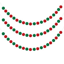 Triani Pompom Bead Garland Red White Green 8.4 Ft 30 Felt