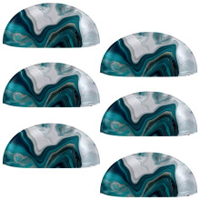 Cup Drawer Pulls White Teal Marble Shell Shape 6 pcs