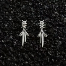 Gothic Punk Tie Bow Earrings Silver Cross Tassel 1 Pair
