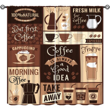 Brown Coffee Curtains Latte Pattern Rod Pocket Thermal