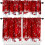Red Christmas Kitchen Curtains Set with Snowflakes 3-Piece 1