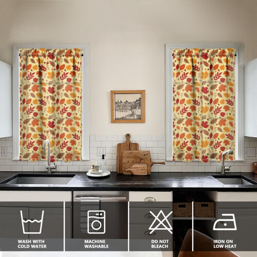Pumpkin Pattern Kitchen Curtains Set of 2 27.5x39 Inch 1