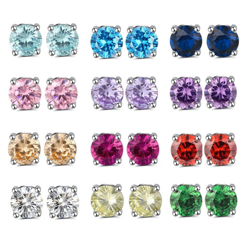 S925 Round Moissanite Stud Earrings 1 Pair 2