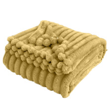 Fuzzy Ribbed Throw Blanket Yellow 78.7 x 59 in