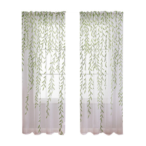 White Wicker Shade Curtain Sheer Gauze Panel 1 piece 1