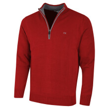 (S, Burgundy) Calvin Klein Mens 2026 Knit Cotton 1/2 Zip Golf CK Top Sweater