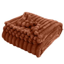 Ribbed Fleece Throw Blanket Coffee 90.5x78.7 in