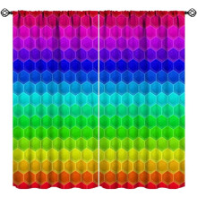 Rainbow Hexagonal Curtains 72x63in for Kids Bedroom