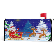 Santa on Sleigh with Deer Christmas Magnetic Mailbox Cover