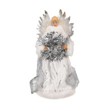 White Angel Christmas Tree Topper with Lights 13.2 Inch