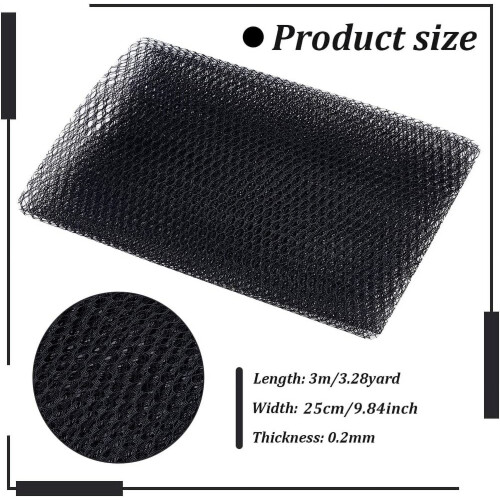 Black Nylon Net Mesh Fabric 3 Yard 10 Inch Wide 0.2mm Thick 1