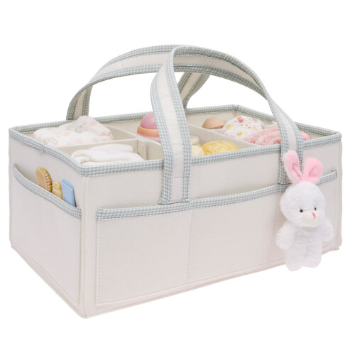 Baby Diaper Caddy Nursery Storage Bin with Wipes Organizer