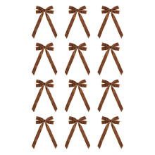 Brown Velvet Christmas Bows 12-Piece 5.1 x 10.2 Inches