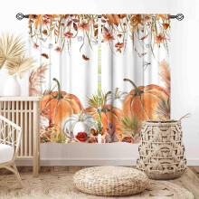Fall Curtains Farmhouse Thanksgiving Yellow Orange Maple