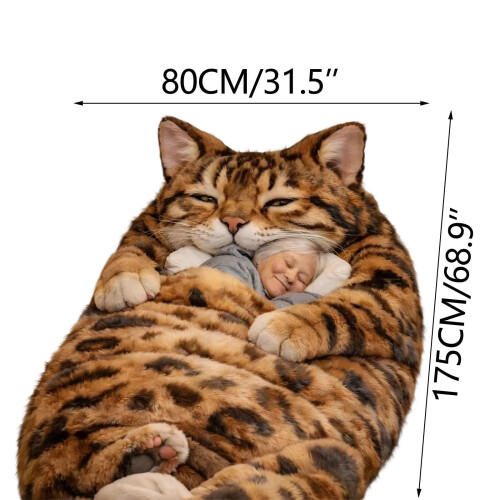Plush Cat Envelope Sleeping Bag 31x68 inch 2
