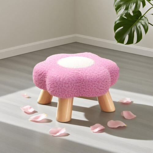 Round Flower Mini Stool Wooden Legs 1 Piece 1